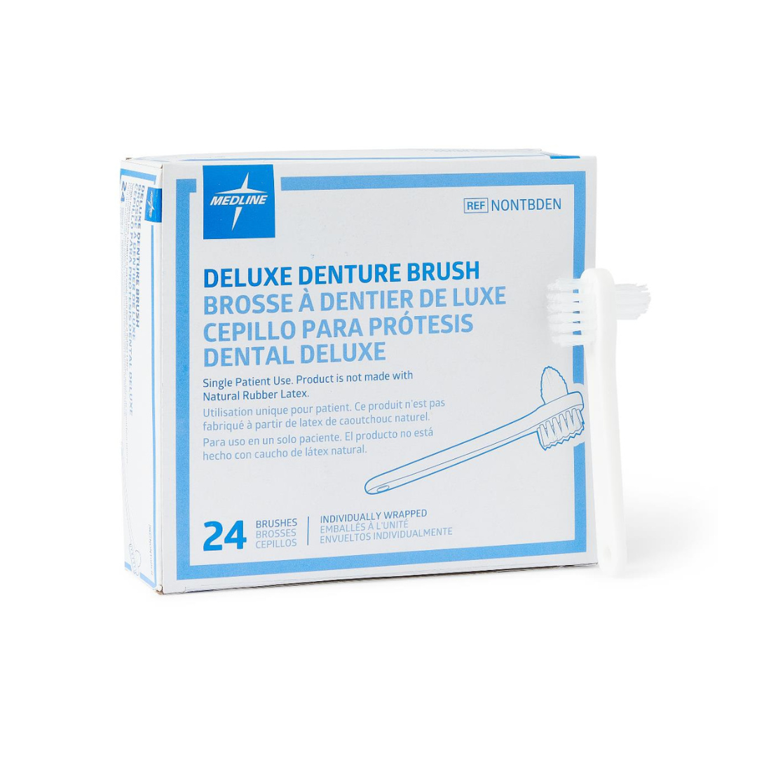 Medline Denture Cleaning Brush - 2 Sided Cleaner - Senior.com Denture Cleaning